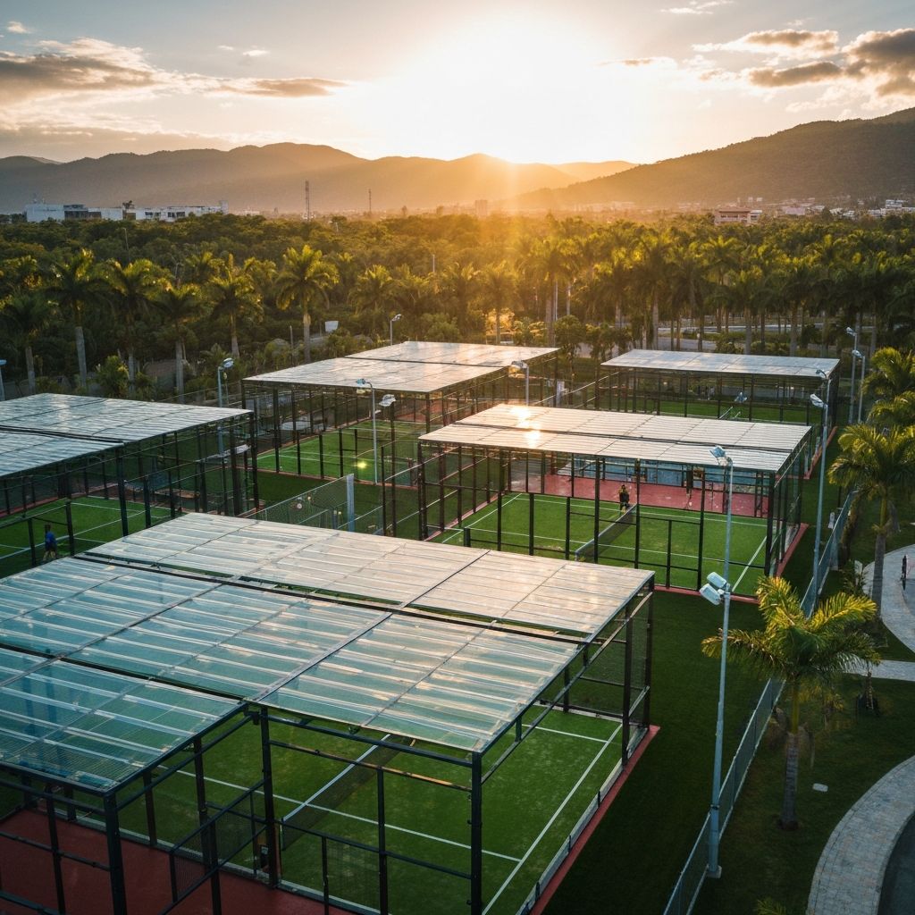 Club de padel al atardecer